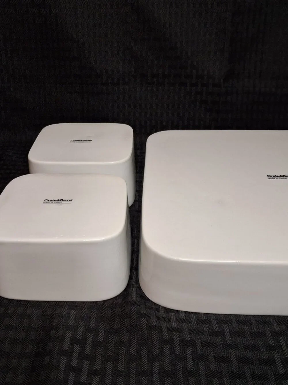 Crate & Barrel Porcelain Modular 5 pc Square Serving Tray w/ 4 Square Bowls HTF